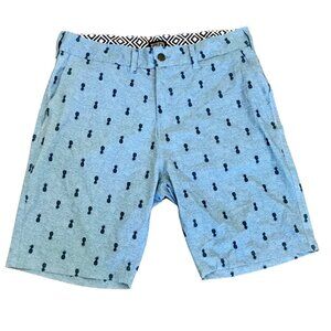 Multi-Functional Short Men's Blue‎ Pineapple Print Summer Shorts Size 36 Stretch
